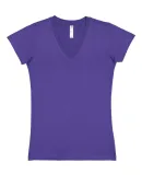 L3607 LA T Juniors' Fine Jersey V-Neck Longer Leng PURPLE