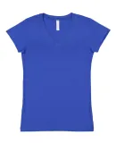 L3607 LA T Juniors' Fine Jersey V-Neck Longer Leng ROYAL