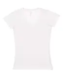 L3607 LA T Juniors' Fine Jersey V-Neck Longer Leng WHITE