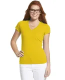 L3607 LA T Juniors' Fine Jersey V-Neck Longer Leng YELLOW