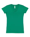 L3607 LA T Juniors' Fine Jersey V-Neck Longer Leng KELLY