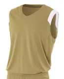 N2340 A4 Adult Moisture Management V-neck Muscle VEGAS GOLD/ WHT