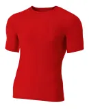 N3130 A4 Short Sleeve Compression Crew in Scarlet