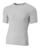 N3130 A4 Short Sleeve Compression Crew in Silver