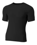 N3130 A4 Short Sleeve Compression Crew in Black