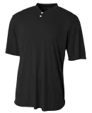 N3143 A4 Adult Tek 2-Button Henley BLACK