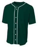 N4184 A4 Adult Short Sleeve Full Button Baseball T in Forest green