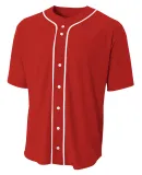 N4184 A4 Adult Short Sleeve Full Button Baseball T in Scarlet