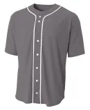 N4184 A4 Adult Short Sleeve Full Button Baseball T in Graphite