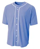 N4184 A4 Adult Short Sleeve Full Button Baseball T in Light blue