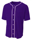 N4184 A4 Adult Short Sleeve Full Button Baseball T in Purple