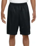 N5296 A4 Adult Lined Tricot Mesh Shorts in Black