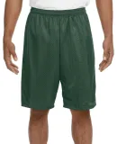 N5296 A4 Adult Lined Tricot Mesh Shorts in Forest green