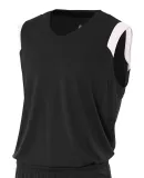 NB2340 A4 Youth Moisture Management V-neck Muscle BLACK/ WHITE