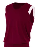 NB2340 A4 Youth Moisture Management V-neck Muscle MAROON/ WHITE