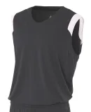 NB2340 A4 Youth Moisture Management V-neck Muscle GRAPHITE/ WHITE