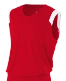 NB2340 A4 Youth Moisture Management V-neck Muscle SCARLET/ WHITE