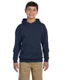 996Y JERZEES® NuBlend™ Youth Hooded Pullover Sw in Vin htr navy