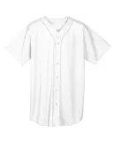 NB4184 A4 Youth Short Sleeve Full Button Baseball  WHITE