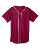 NB4184 A4 Youth Short Sleeve Full Button Baseball  CARDINAL