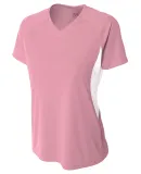 NW3223 A4 Women's Color Blocked Performance V-Neck PINK/ WHITE