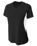 NW3223 A4 Women's Color Blocked Performance V-Neck BLACK/ WHITE