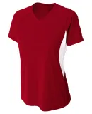 NW3223 A4 Women's Color Blocked Performance V-Neck CARDINAL/ WHITE