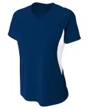 NW3223 A4 Women's Color Blocked Performance V-Neck NAVY/ WHITE