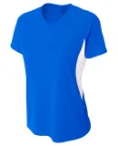 NW3223 A4 Women's Color Blocked Performance V-Neck ROYAL/ WHITE