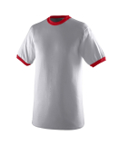 710 Augusta Sportswear Ringer T-Shirt in Ath hthr/ red