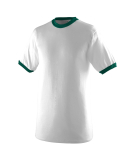 710 Augusta Sportswear Ringer T-Shirt in White/ drk green