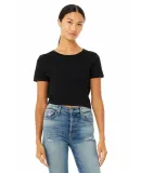 BELLA 6681 Womens Poly-Cotton Crop Top in Black