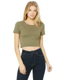 BELLA 6681 Womens Poly-Cotton Crop Top in Heather olive