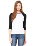 Bella 2000 Ladies Ribbed 3/4 Sleeve Baseball Tee B in White/ black