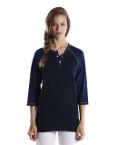 US777 US Blanks Unisex Henley Baseball Raglan PACIFIC BLUE