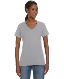 88VL Anvil - Missy Fit Ringspun V-Neck T-Shirt HEATHER GREY