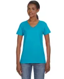 88VL Anvil - Missy Fit Ringspun V-Neck T-Shirt CARIBBEAN BLUE