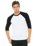 BELLA+CANVAS 3200 Unisex Baseball Tee in White/ black