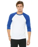 BELLA+CANVAS 3200 Unisex Baseball Tee in White/ tr royal