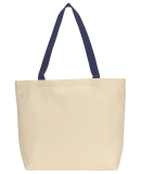 220 Gemline Colored Handle Tote in Natural/ navy