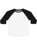 3330 Rabbit Skins Toddler Baseball Raglan in White/ black