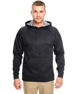 8441 UltraClub® Adult Cool & Dry Elite Sport Hooded Performance Fleece  BLACK/ STEEL