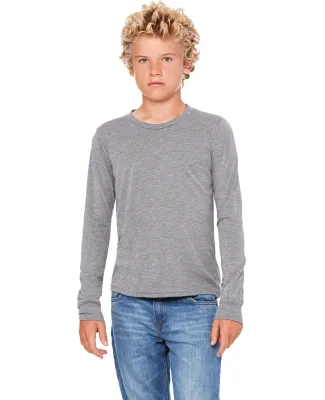 BELLA+CANVAS 3501Y Youth Long-Sleeve T-Shirt in Grey triblend