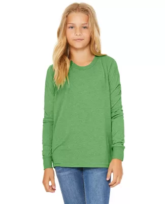 BELLA+CANVAS 3501Y Youth Long-Sleeve T-Shirt in Green triblend