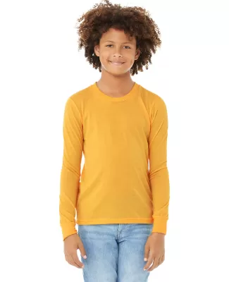 BELLA+CANVAS 3501Y Youth Long-Sleeve T-Shirt in Hthr yllow gold
