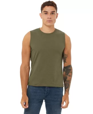BELLA+CANVAS 3483 Mens Jersey Muscle Tank in Heather olive