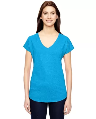 6750VL Anvil - Ladies' Triblend V-Neck T-Shirt  HTHR CARIB BLUE