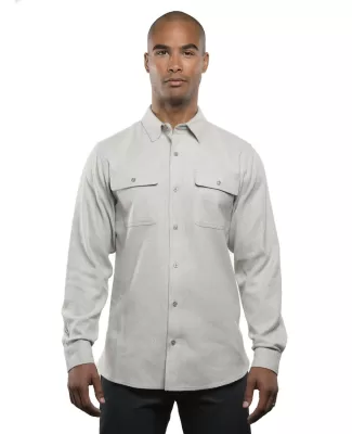 B8200 Burnside - Solid Long Sleeve Flannel Shirt  in Stone