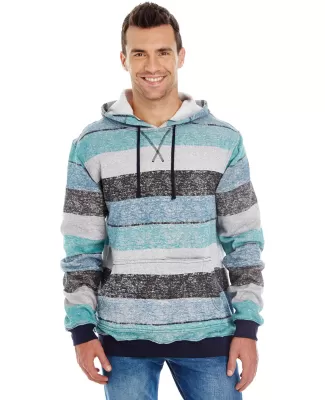 B8603 Burnside - Printed Striped Fleece Sweatshirt in Lt blue/ black