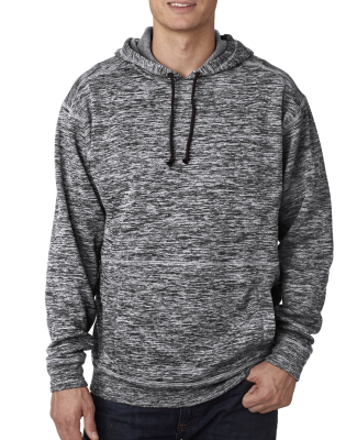 8613 J. America - Cosmic Poly Hooded Pullover Swea in Charcoal fleck